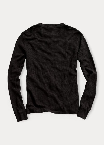 Henley Ralph Lauren Hombre Negros - Waffle-Knit Cotton - ZMHYS1806